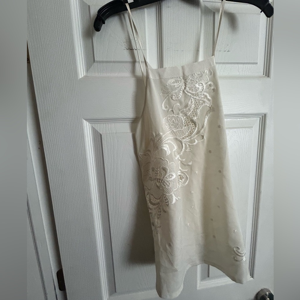 Express Cream Lace Detail Top